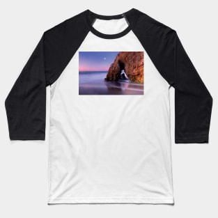 Sea Arch And Full Moon Over El Matador State Beach Baseball T-Shirt